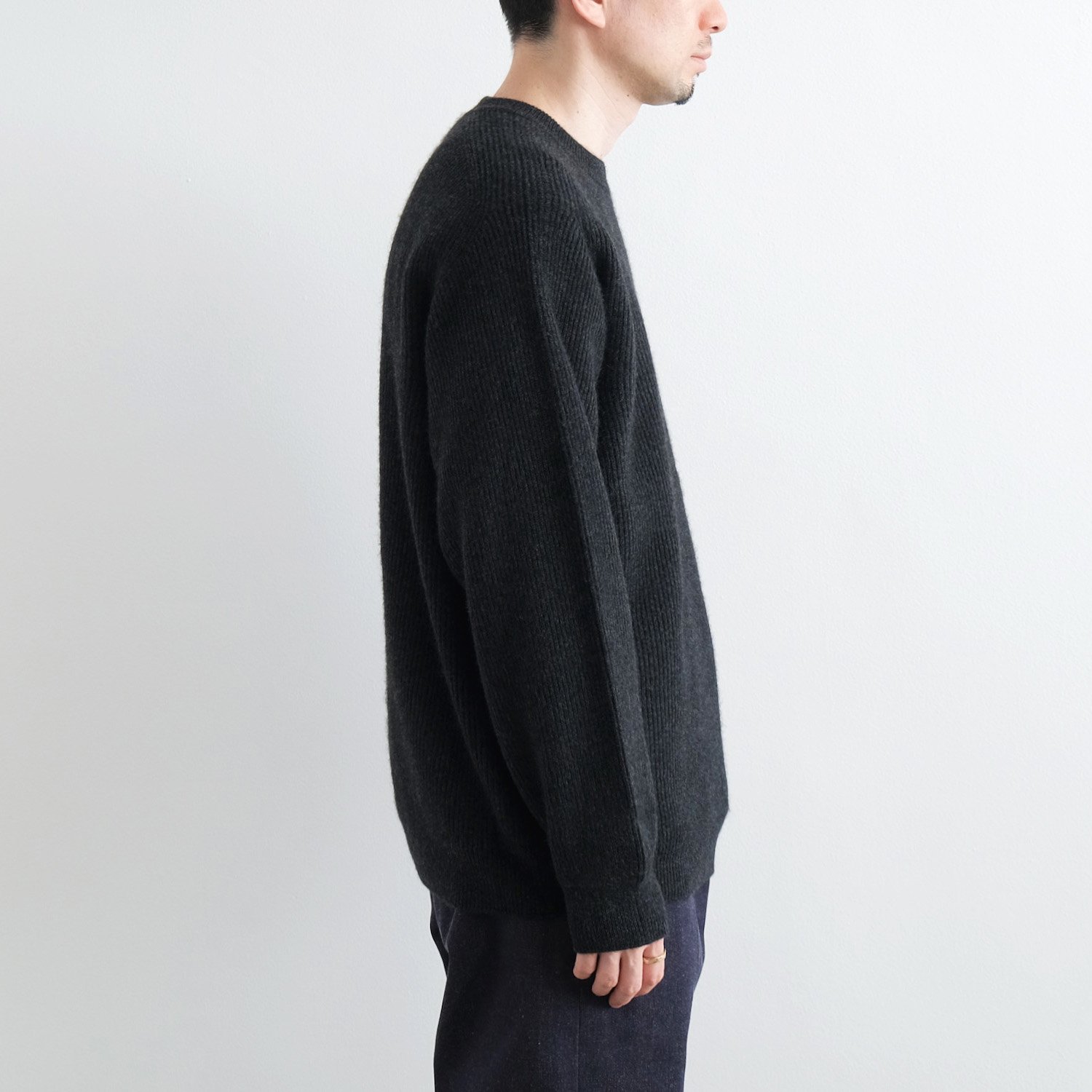 INNOCENT CASHMERE RIB CREW [BLACK] - WUNDER 大阪 セレクトショップ 大阪梅田中崎町 オンラインストア  正規取扱い 通販可能