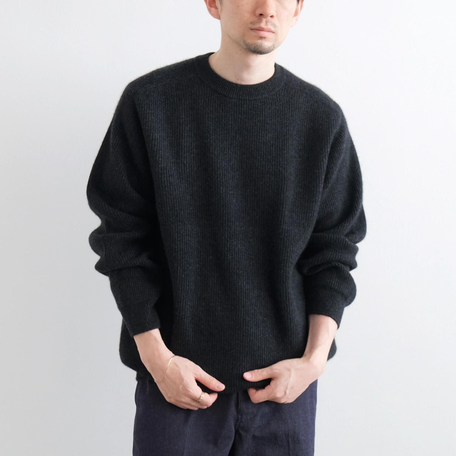 INNOCENT CASHMERE RIB CREW [BLACK] - WUNDER 大阪 セレクトショップ 大阪梅田中崎町 オンラインストア  正規取扱い 通販可能