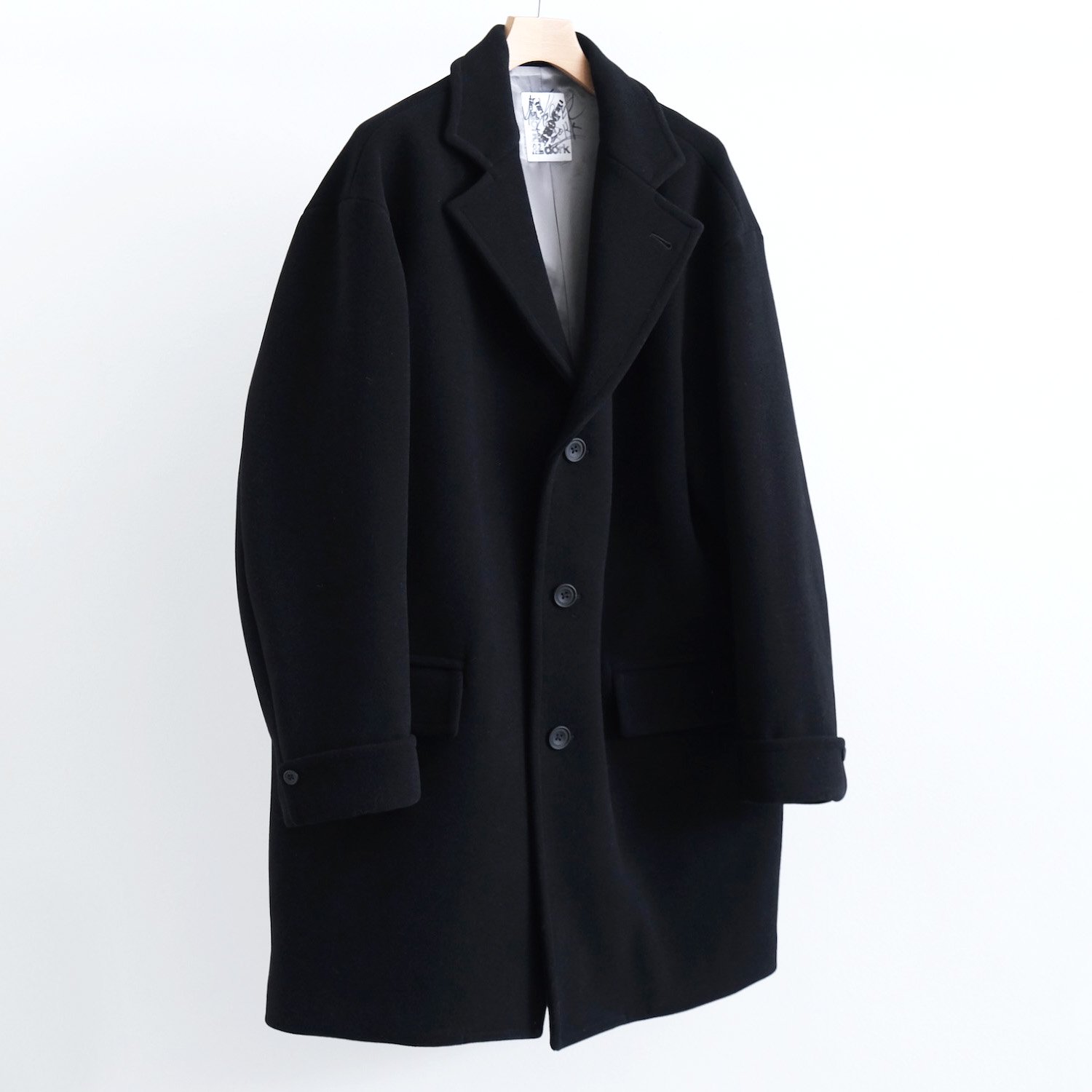 TASMANIA WOOL DOUBLE MELTON TAILOR BOX COAT [BLACK] - WUNDER 大阪