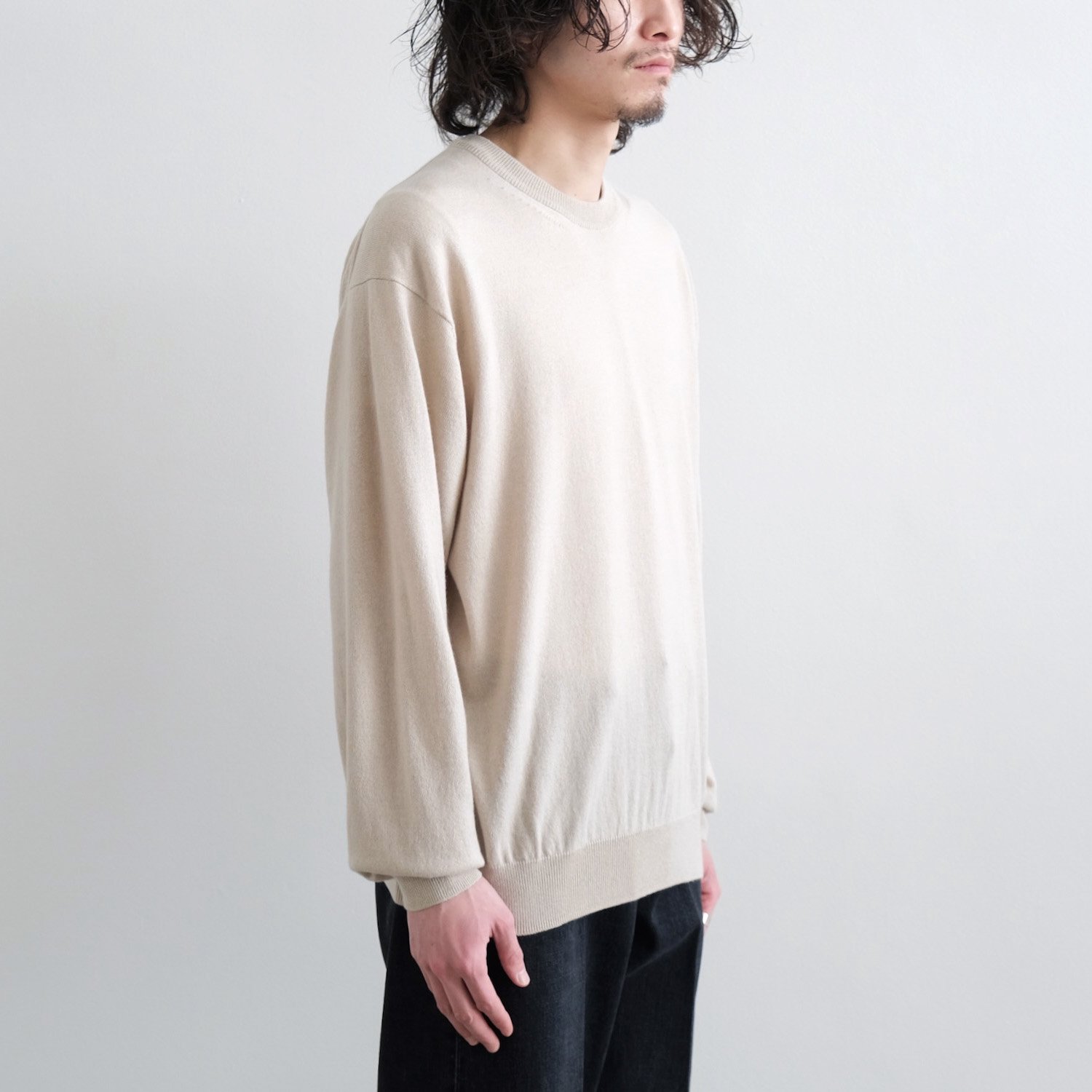 CASHMERE-SILK CREW NECK [BEIGE] - WUNDER 大阪 セレクトショップ