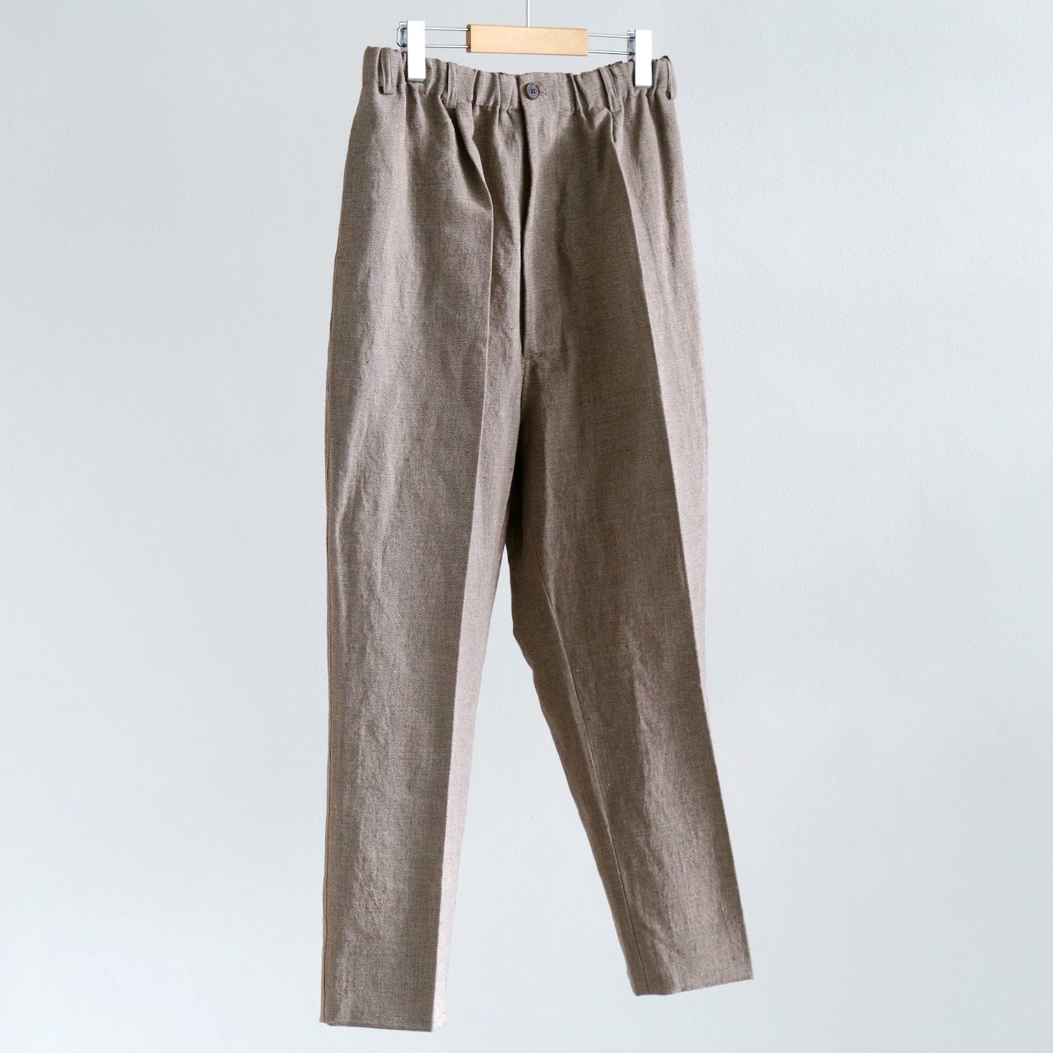 GEOMETRIC COTTON LINEN DRAPING ELASTIC WIDE TROUSERS TYPE A 