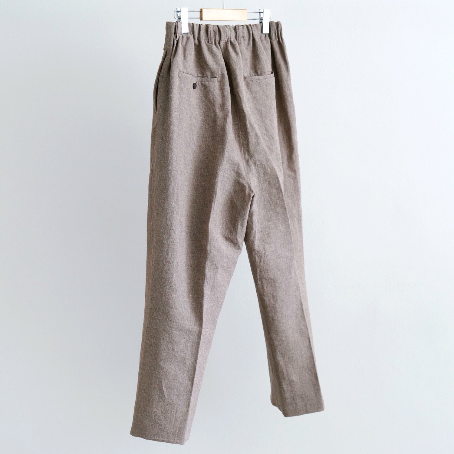 GEOMETRIC COTTON LINEN DRAPING ELASTIC WIDE TROUSERS TYPE A 