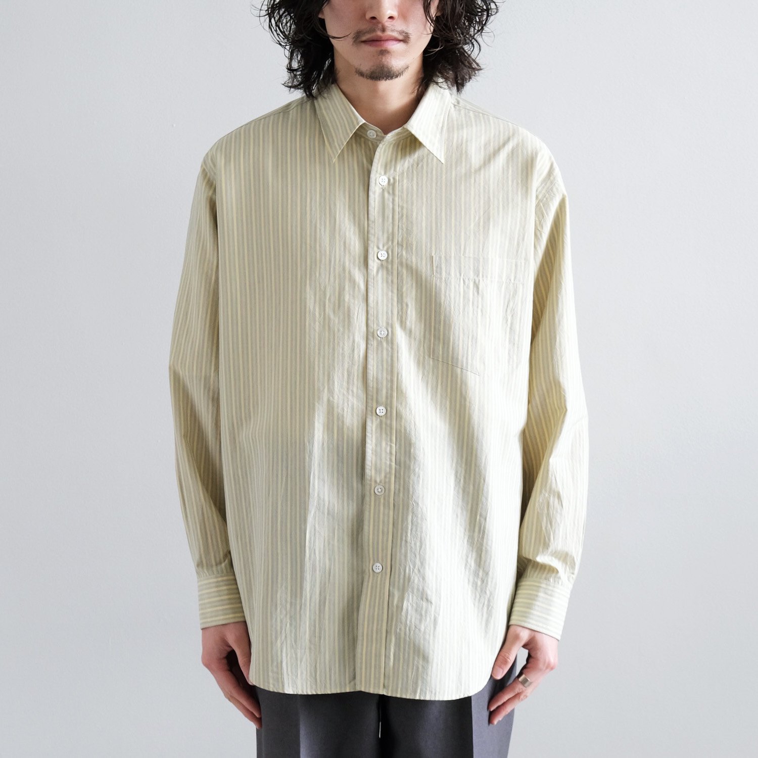 SILK COTTON STRIPE SHIRT [YELLOW] - WUNDER 大阪 セレクトショップ ...