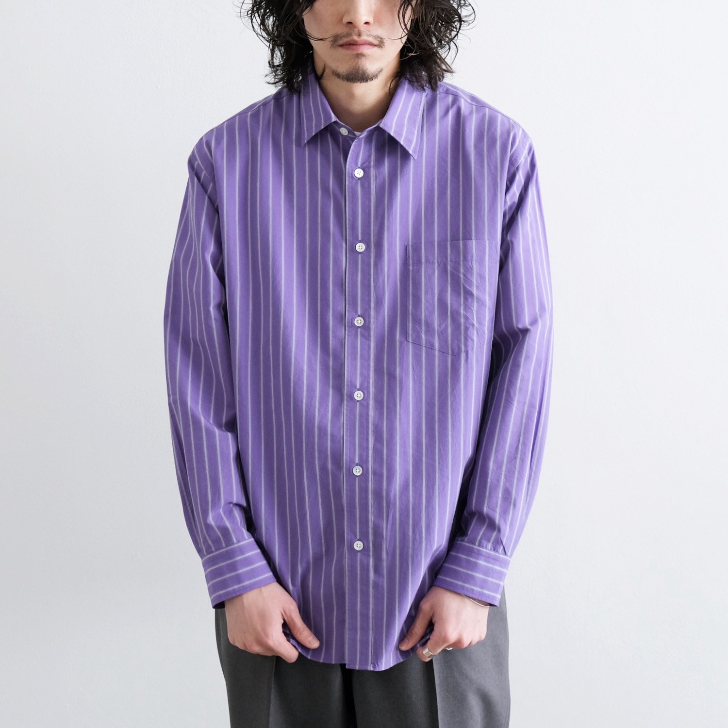 【ERNIE PALO】 Silk Cotton Stripe Shirtぜひよろしくお願いいたします