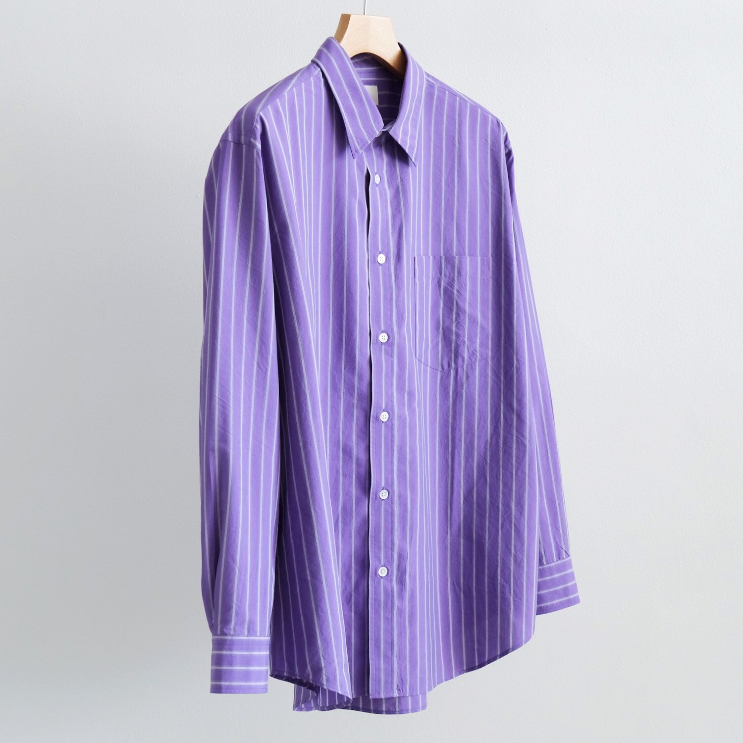 SILK COTTON STRIPE SHIRT [PURPLE]