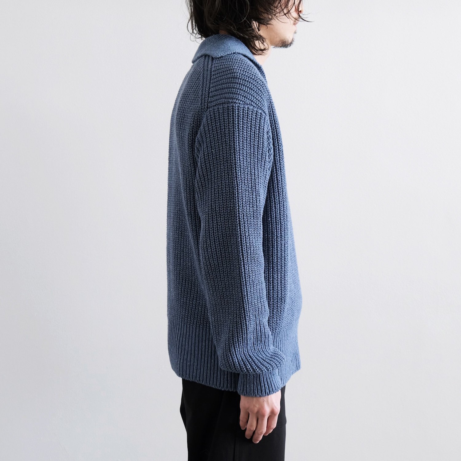 SKIPPER RIB KNIT [SAX] - WUNDER 大阪 セレクトショップ 大阪梅田中崎 