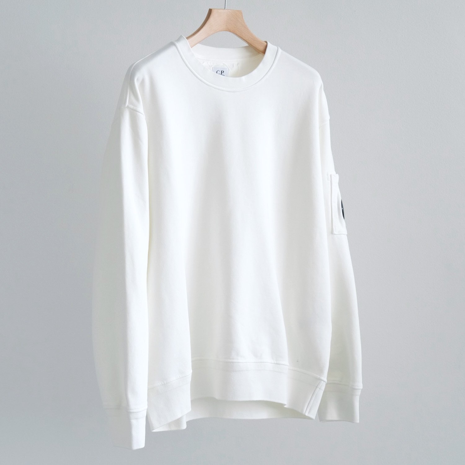 COTTON DIAGONAL FLEECE CREW NECK SWEATSHIRT [GAUZE WHITE]