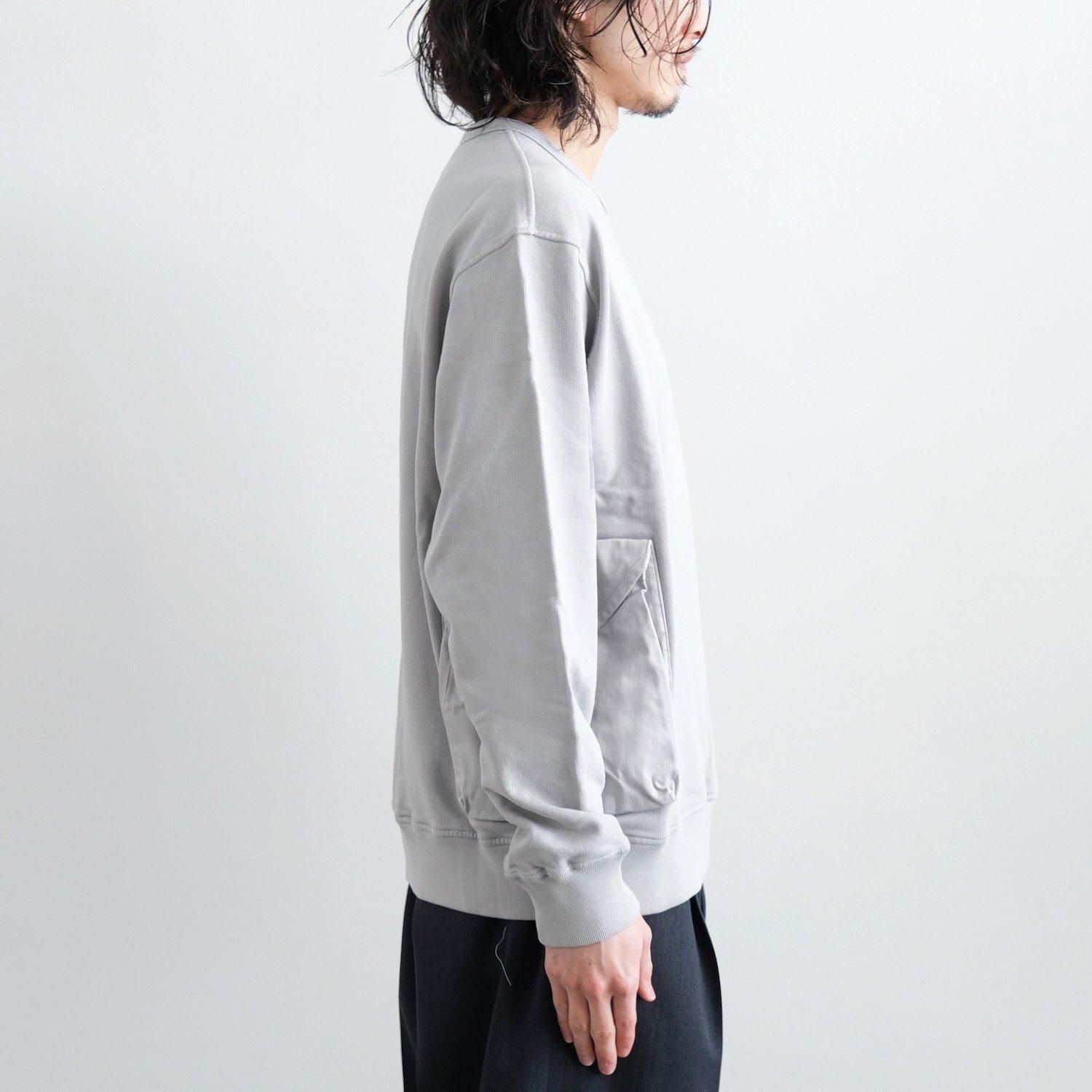 COTTON FLEECE MIXED CREW NECK SWEATSHIRT [DRIZZLE GREY