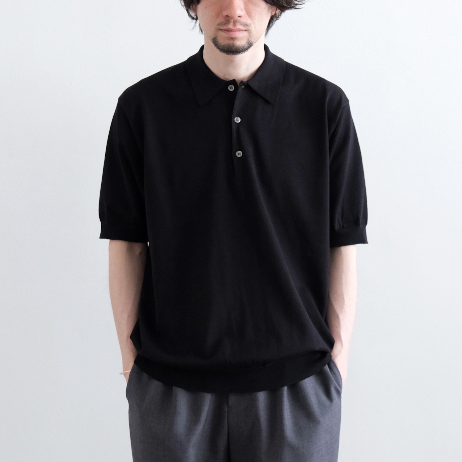 THE SEAISLAND COTTON HIGH GAUGE POLO S/S [BLACK] - WUNDER 大阪 セレクトショップ  大阪梅田中崎町 オンラインストア 正規取扱い 通販可能