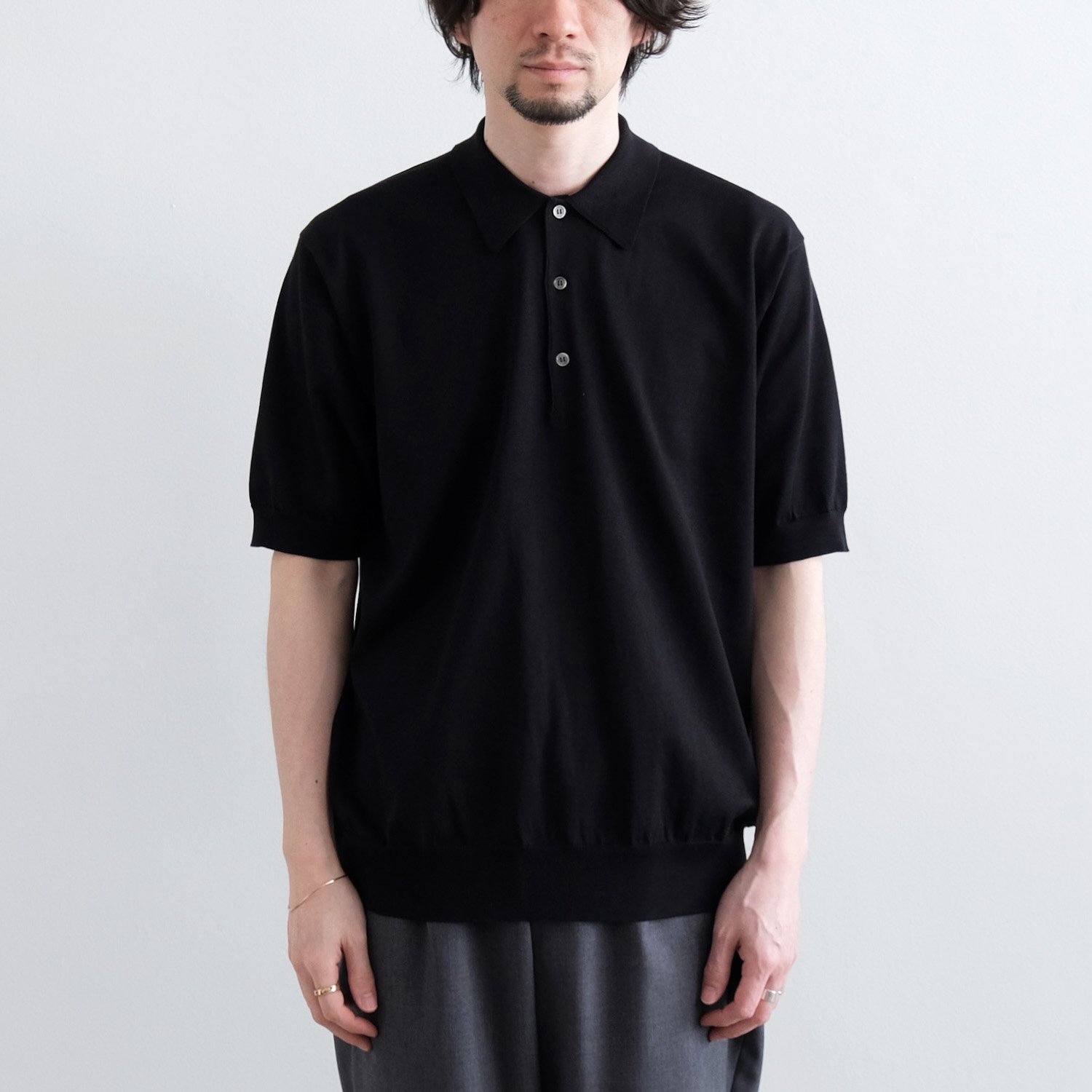 THE SEAISLAND COTTON HIGH GAUGE POLO S/S [BLACK] - WUNDER 大阪 セレクトショップ  大阪梅田中崎町 オンラインストア 正規取扱い 通販可能