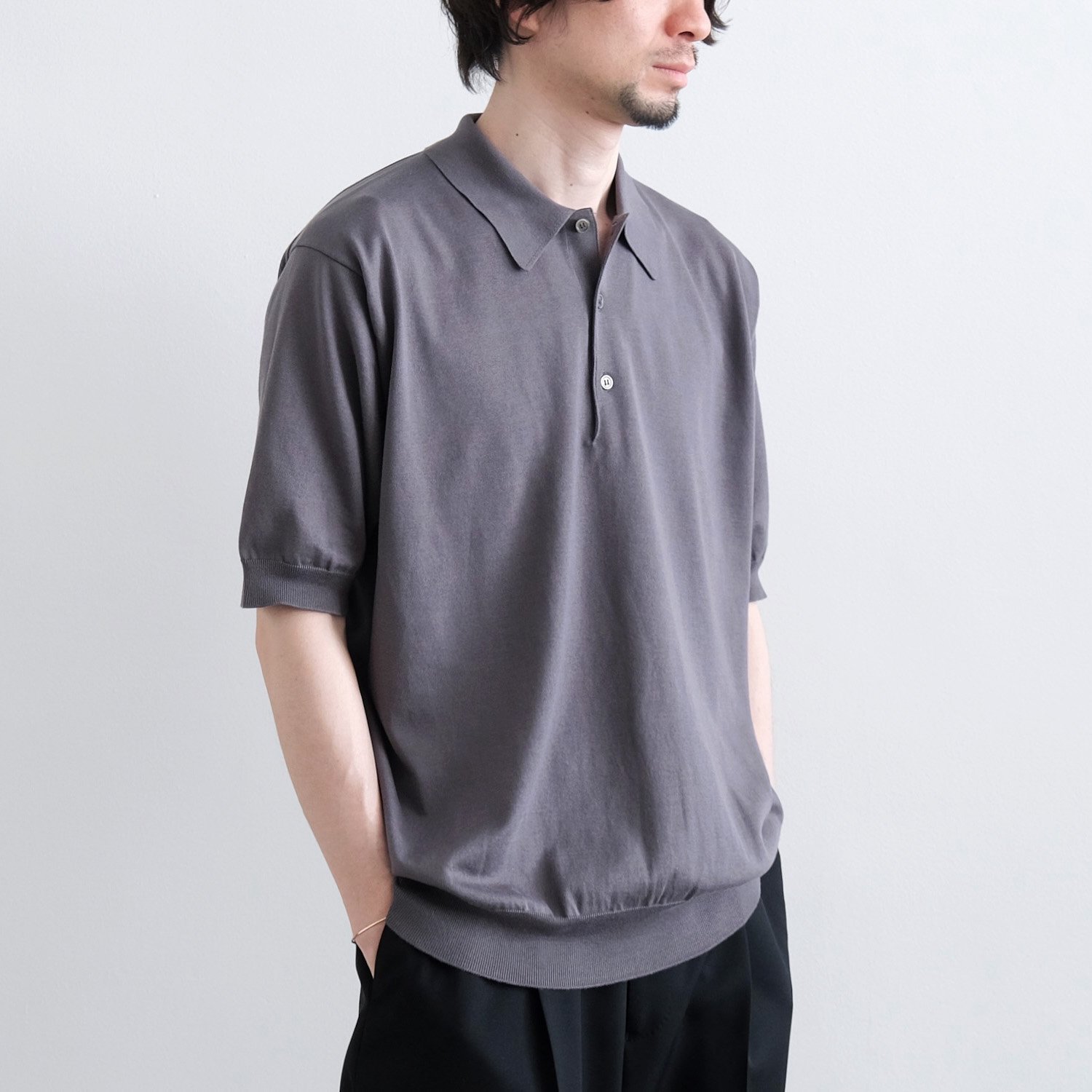 THE SEAISLAND COTTON HIGH GAUGE POLO S/S [GRAY] - WUNDER 大阪 セレクトショップ  大阪梅田中崎町 オンラインストア 正規取扱い 通販可能