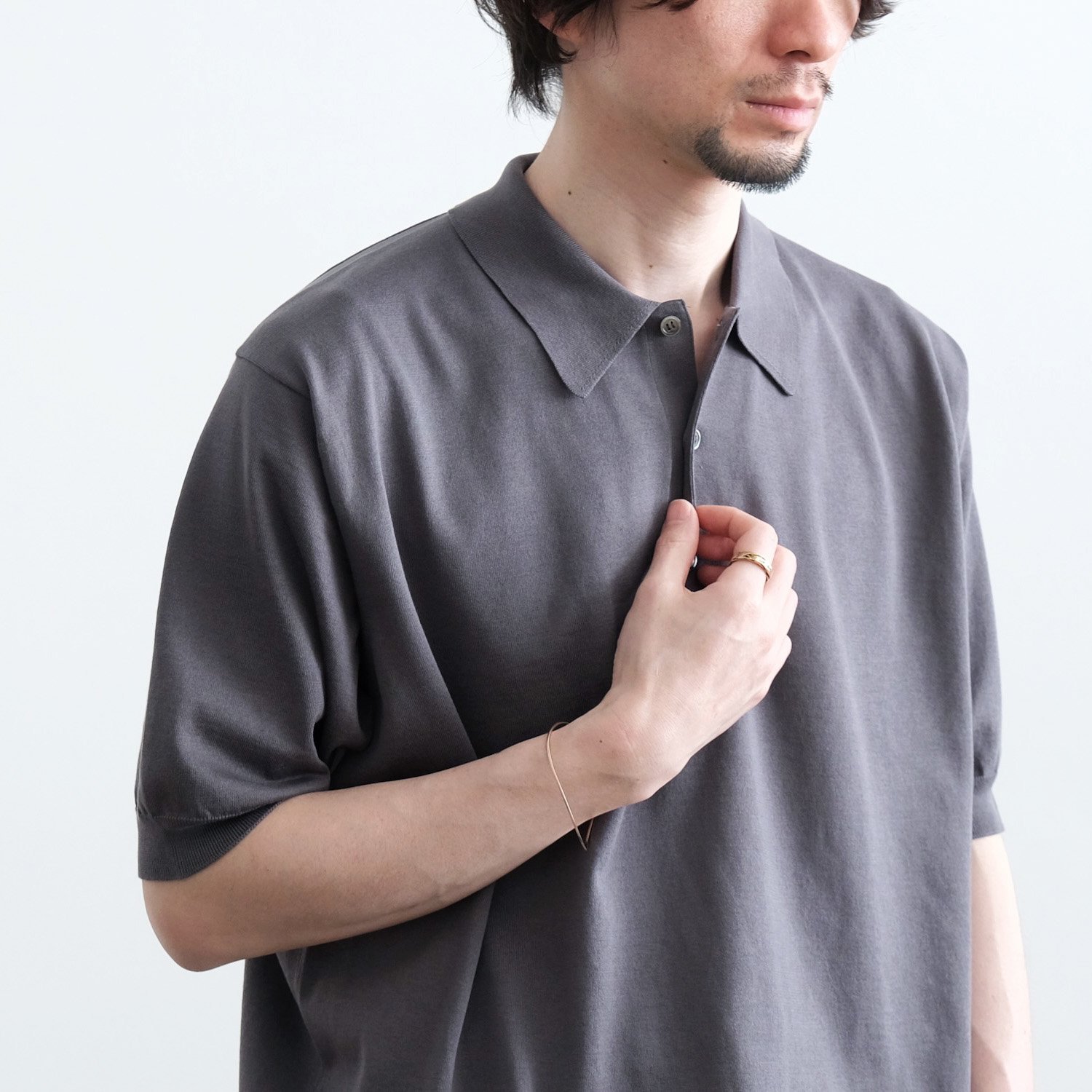 THE SEAISLAND COTTON HIGH GAUGE POLO S/S [GRAY] - WUNDER 大阪 セレクトショップ  大阪梅田中崎町 オンラインストア 正規取扱い 通販可能