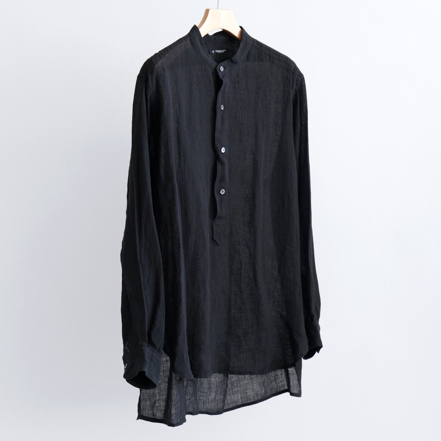 PULL OVER SHIRTS S LINEN [BLACK]