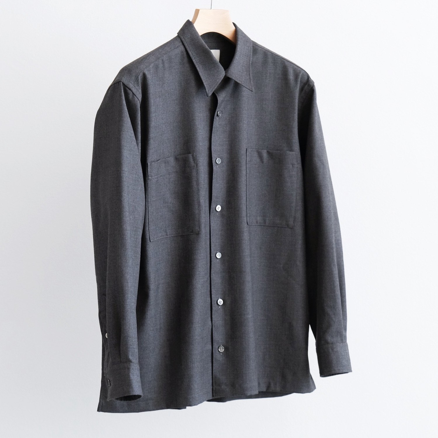 W POCKET WOOL SHIRT [GRAY]