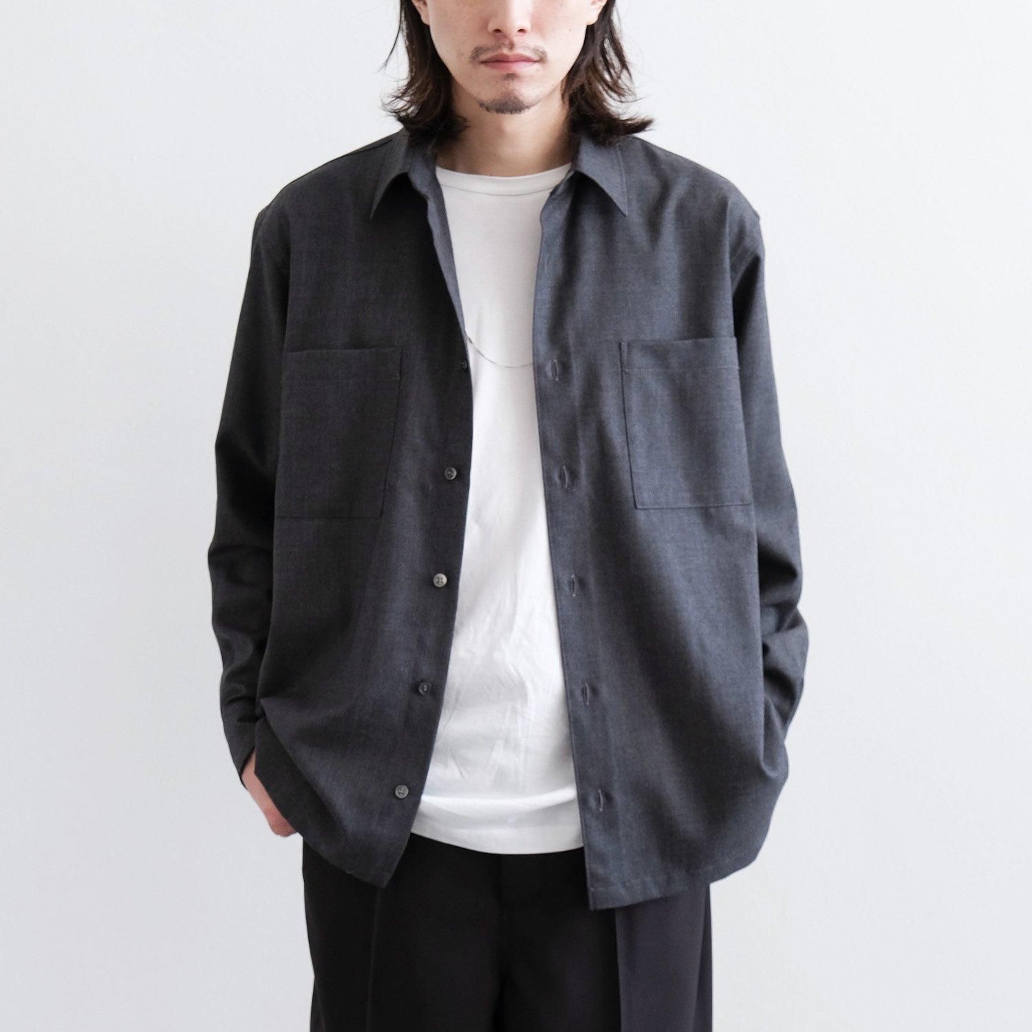 W POCKET WOOL SHIRT [GRAY]