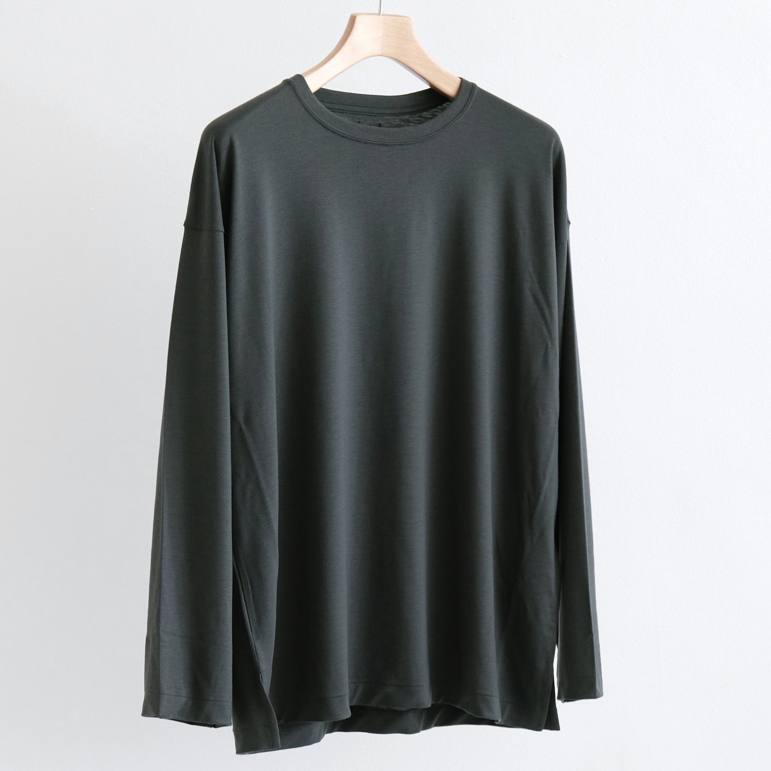 DRY WOOL LONG T-SHIRT [CHARCOAL GREEN]