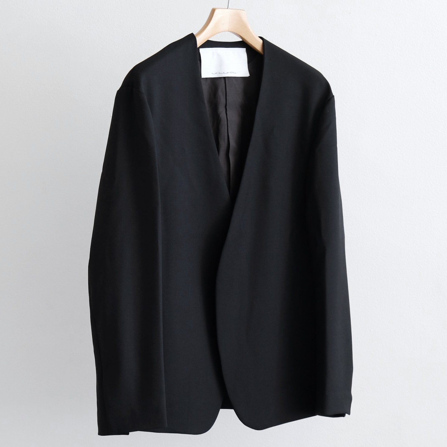 DRAPE DOESKIN CLOTH DRAPING NO COLLAR N JACKET [DEEP BLACK] 