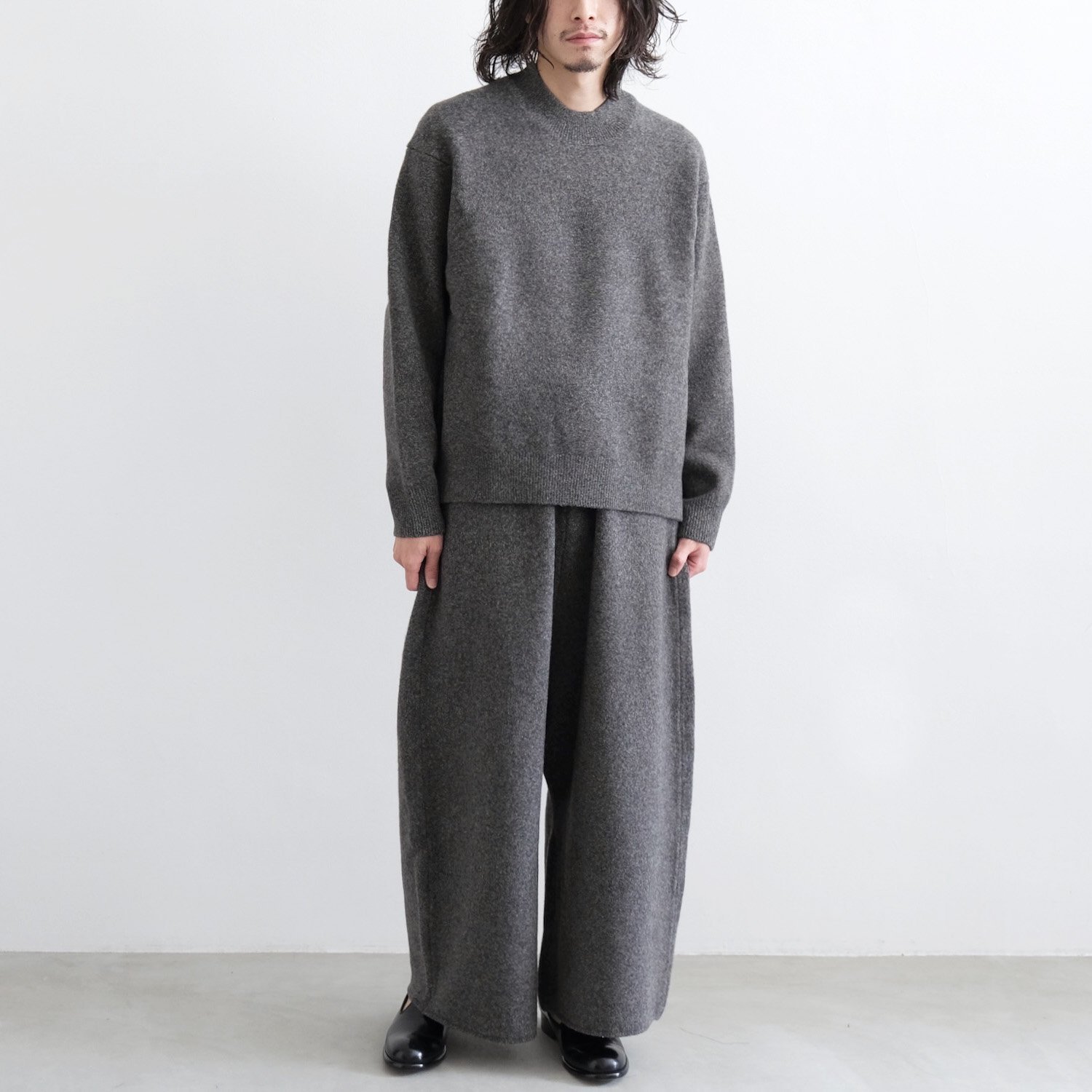 HEAVY OZ YAK KNIT SLIT CREW NECK PULLOVER [YAK NATURAL×GRAY TOP] - WUNDER  大阪 セレクトショップ 大阪梅田中崎町 オンラインストア 正規取扱い 通販可能