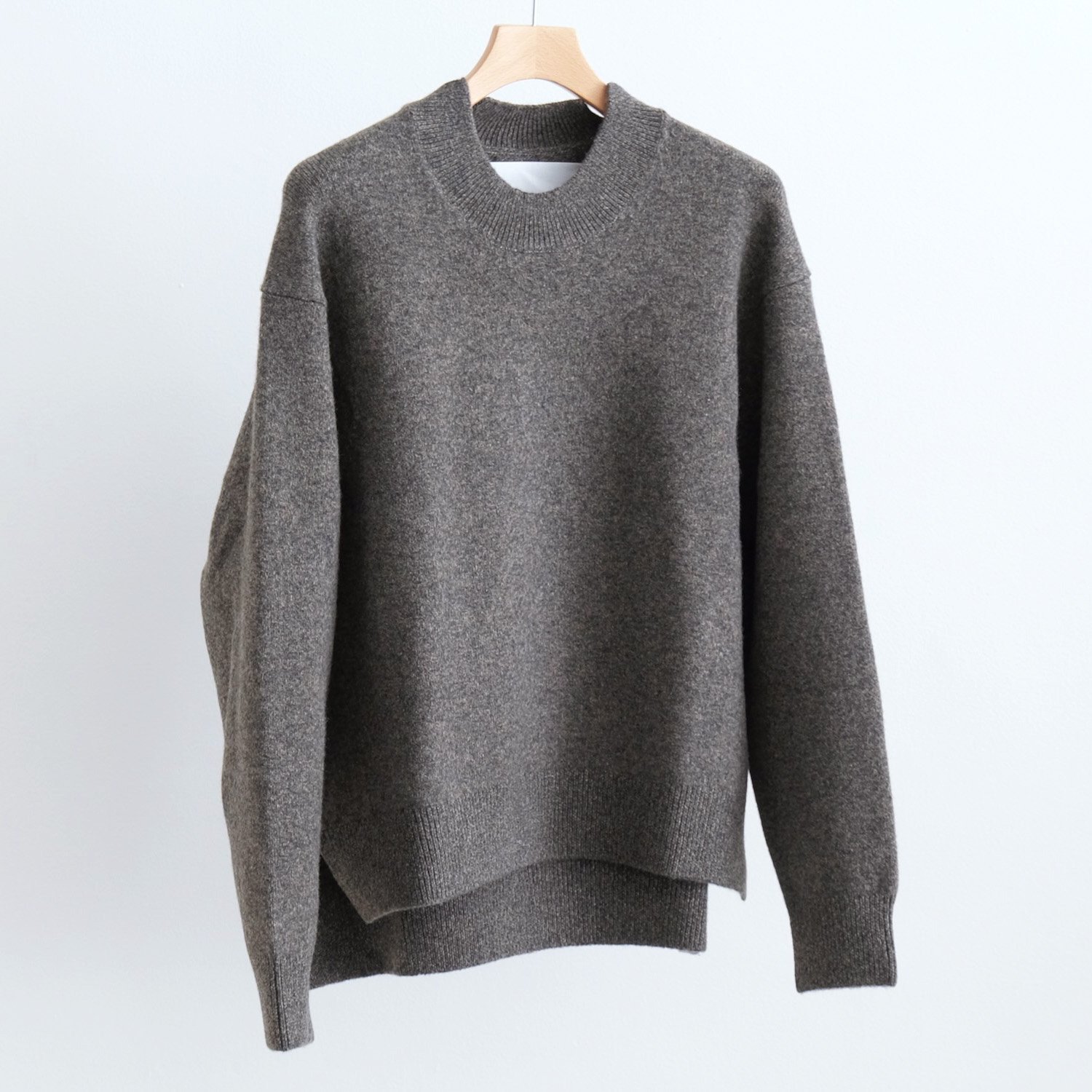 HEAVY OZ YAK KNIT SLIT CREW NECK PULLOVER [YAK NATURALGRAY TOP]