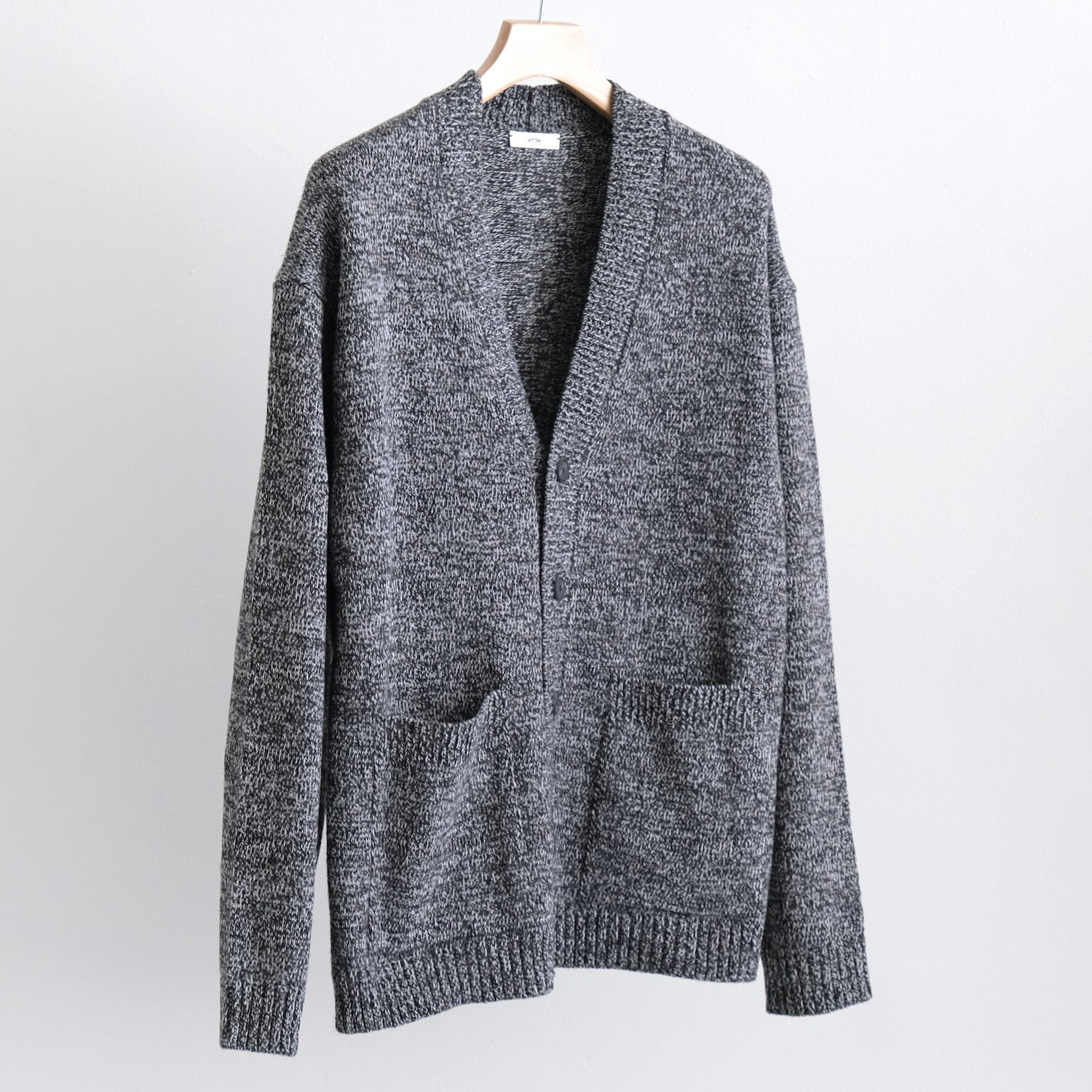 BABY WOOL MOULINE OVERSIZED CARDIGAN [BLACK]