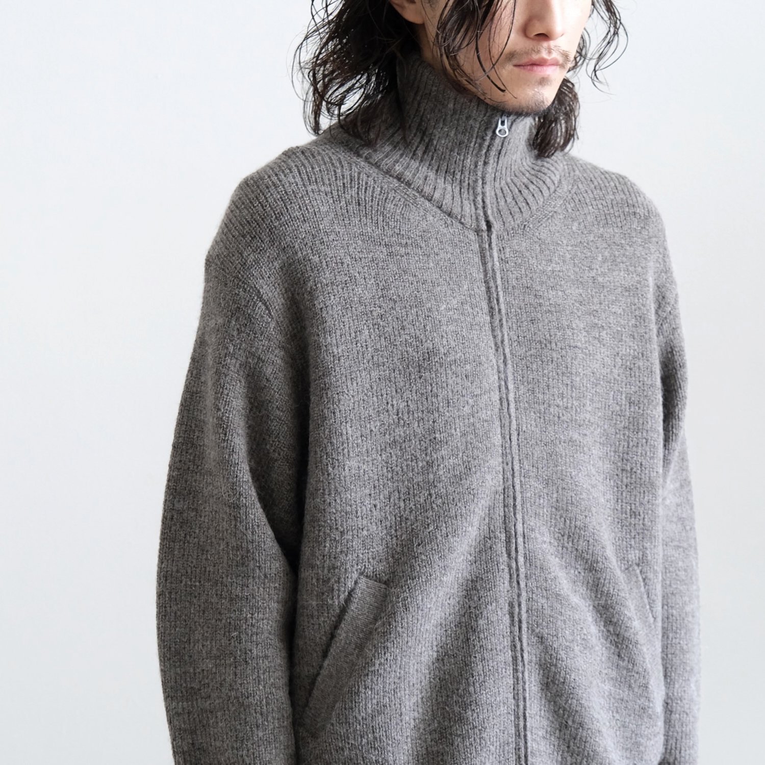 HIGHLAND WOOL ALPACA DRIVERS KNIT [GRAY] - WUNDER 大阪 セレクトショップ 大阪梅田中崎町  オンラインストア 正規取扱い 通販可能