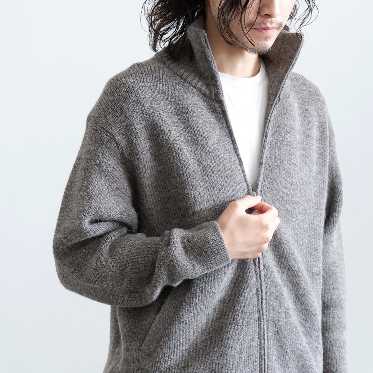 HIGHLAND WOOL ALPACA DRIVERS KNIT [GRAY] - WUNDER 大阪 セレクトショップ 大阪梅田中崎町  オンラインストア 正規取扱い 通販可能