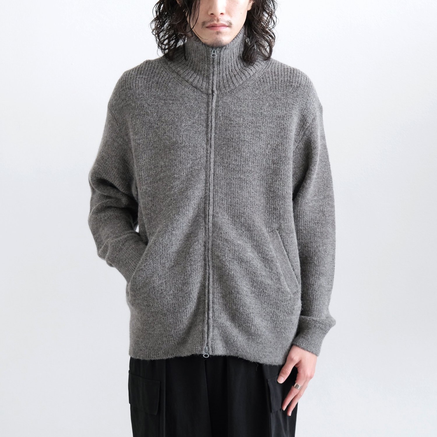 HIGHLAND WOOL ALPACA DRIVERS KNIT [GRAY] - WUNDER 大阪 セレクトショップ 大阪梅田中崎町  オンラインストア 正規取扱い 通販可能