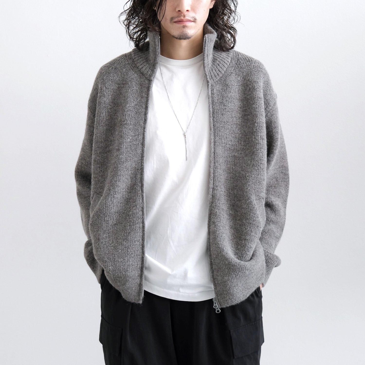 HIGHLAND WOOL ALPACA DRIVERS KNIT [GRAY]