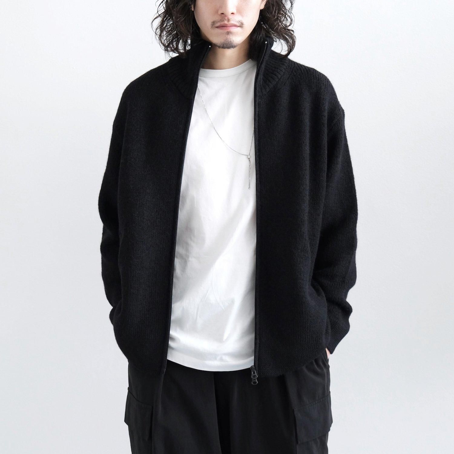 HIGHLAND WOOL ALPACA DRIVERS KNIT [BLACK]