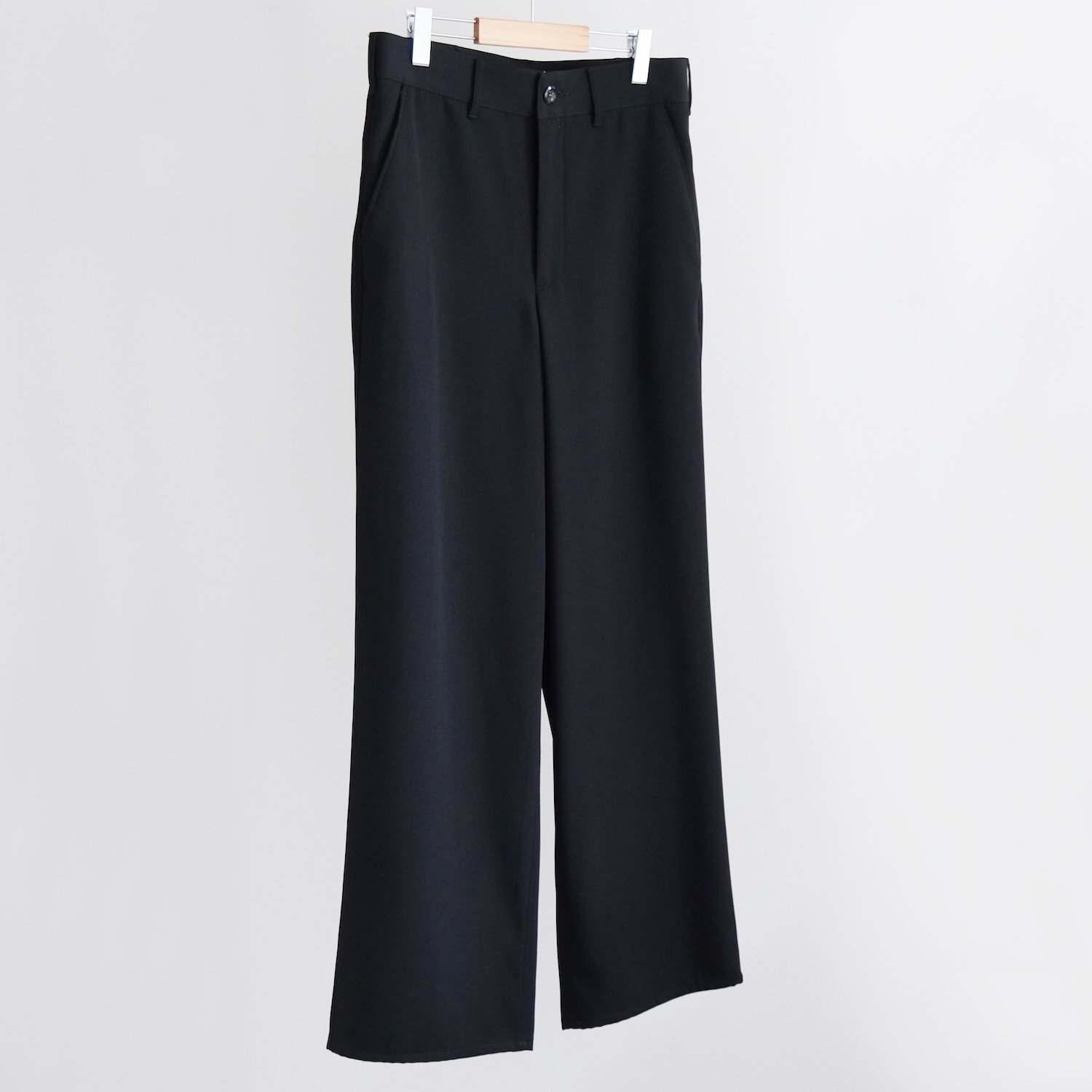 BRUSHED BACK SATIN MILITARY TROUSERS [BLACK]