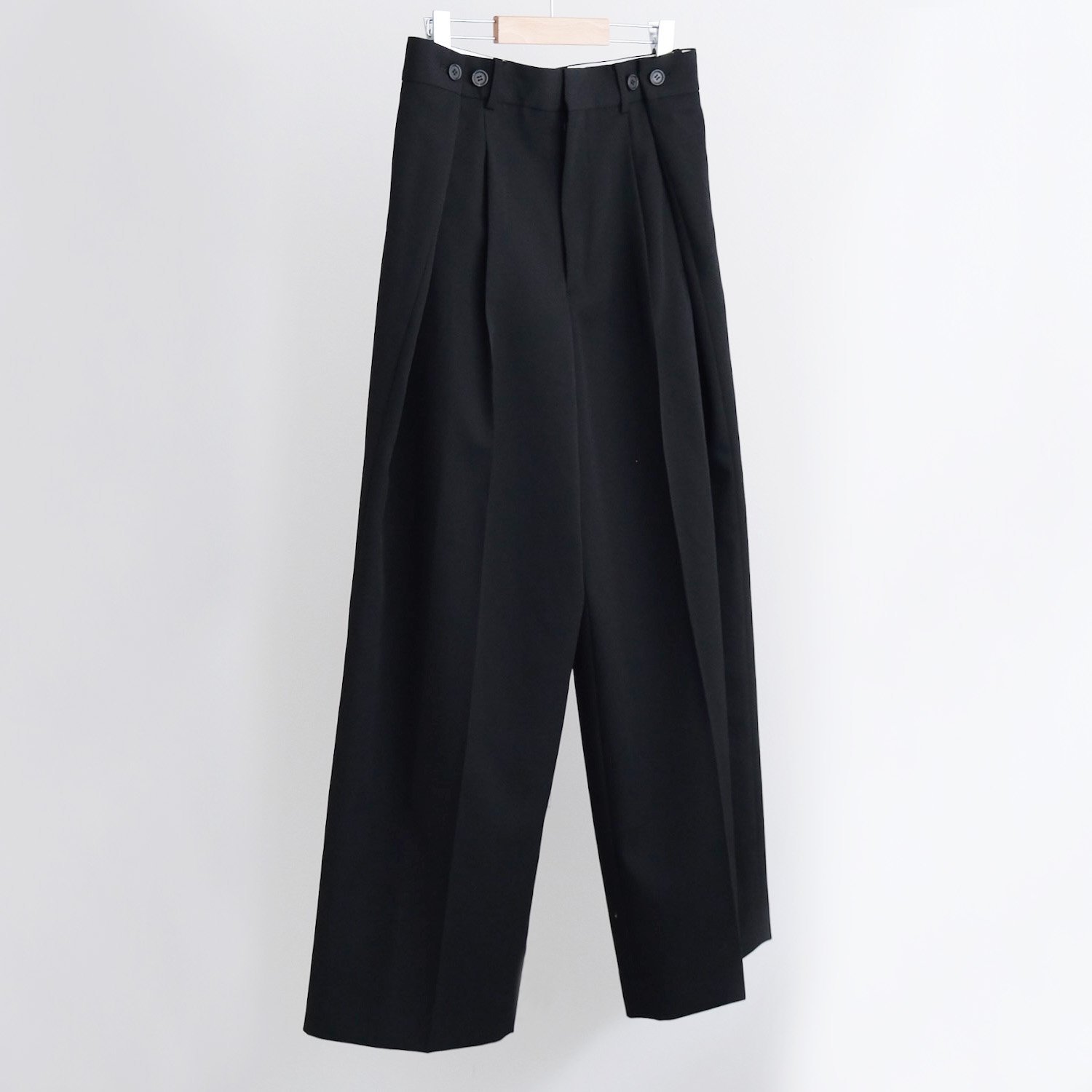 WOOL GABERDINE TRANSFORM PANTS [BLACK]