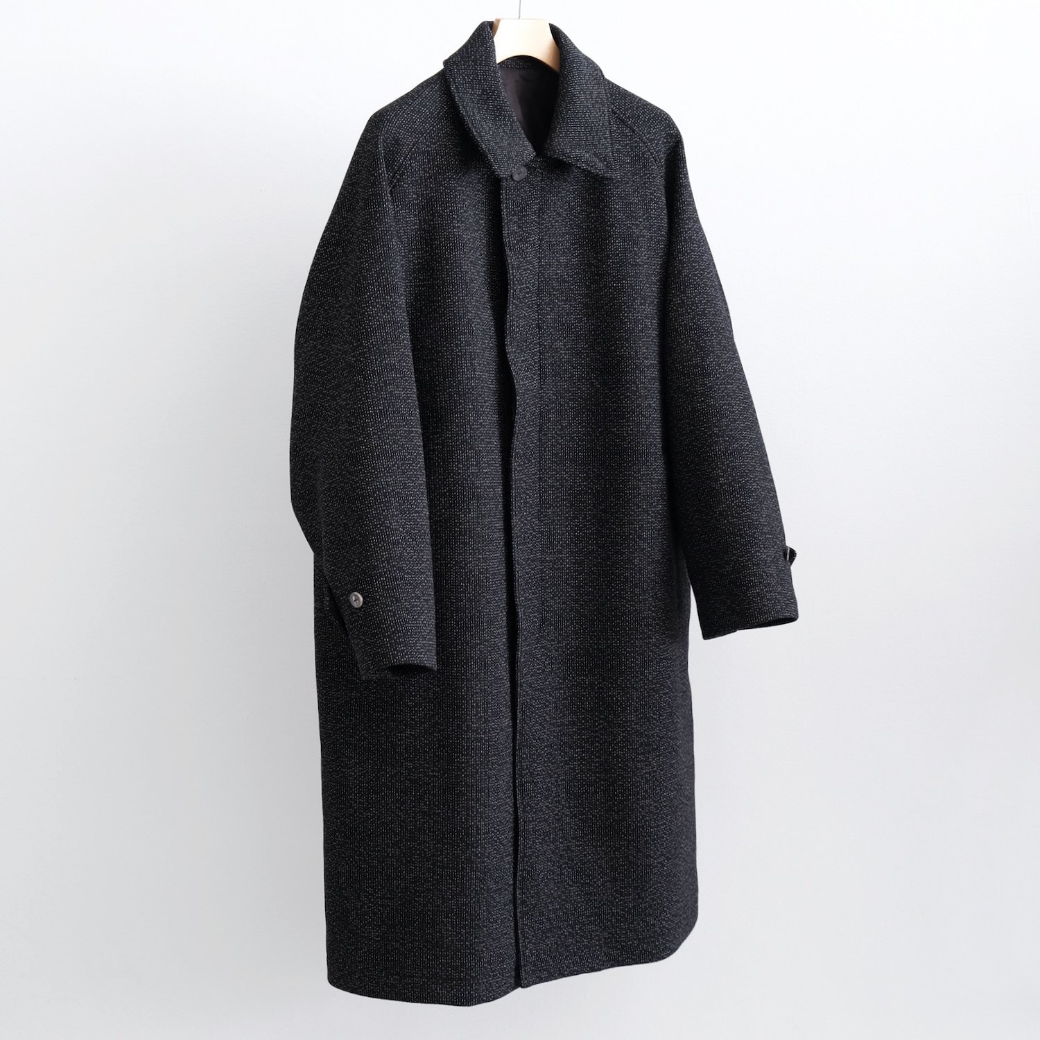 C/W STITCH STRIPE DOUBLE CLOTH BALMACAAN COAT [INDIGO/BLACK]