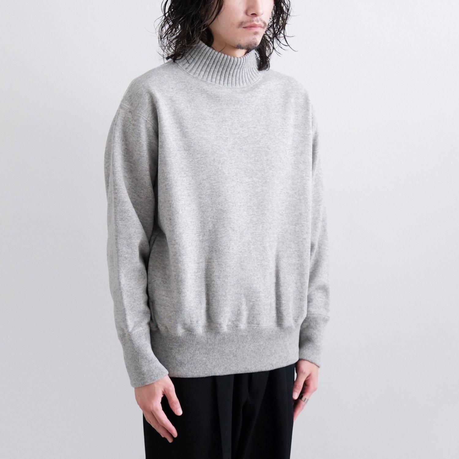 WOOL FRENCH TERRY TURTLE NECK SWEATSHIRT [LIGHT GRAY] - WUNDER