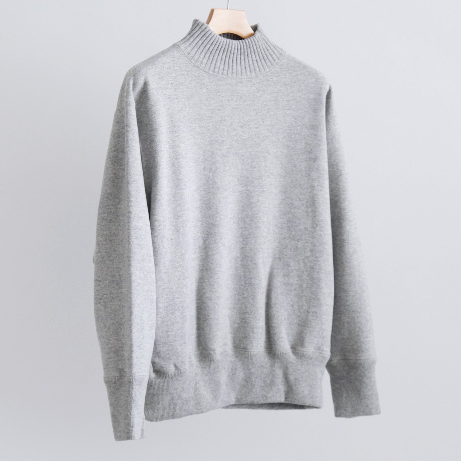 WOOL FRENCH TERRY TURTLE NECK SWEATSHIRT [LIGHT GRAY]