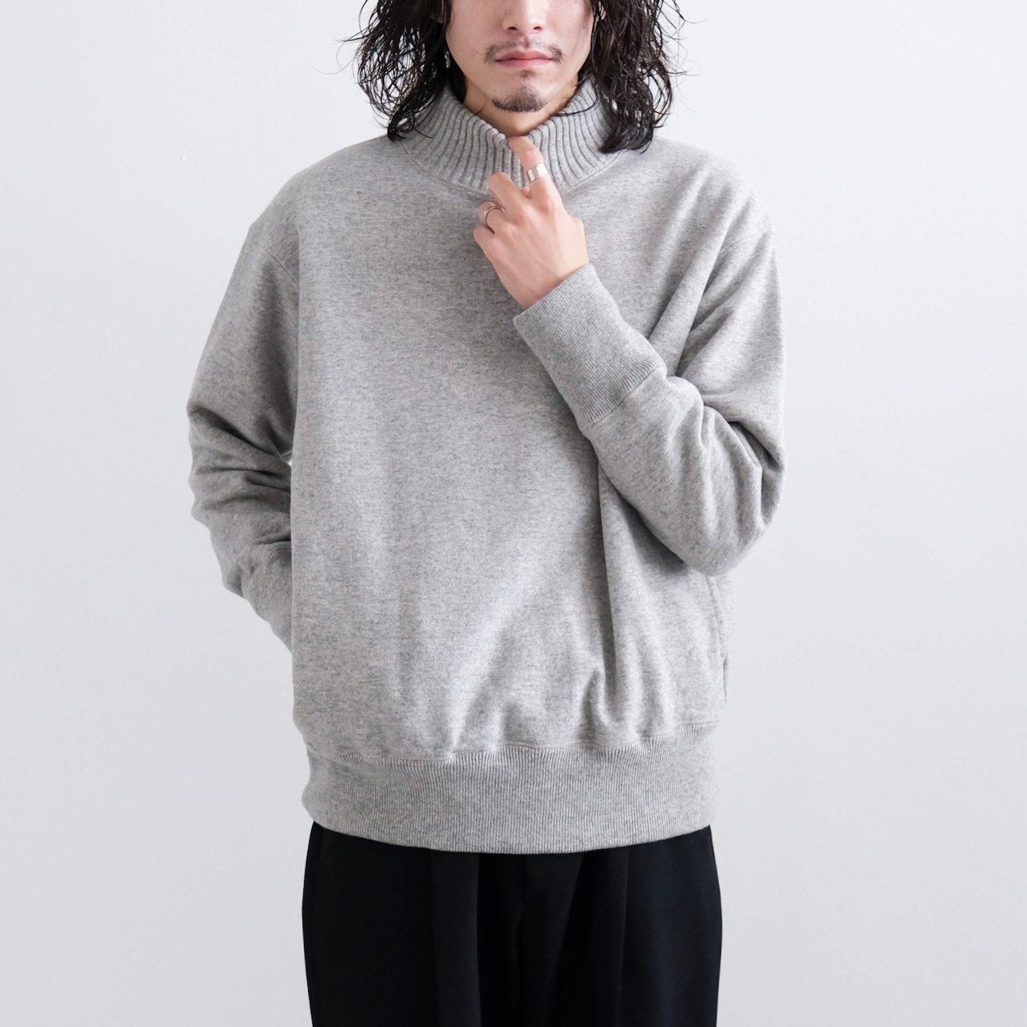 WOOL FRENCH TERRY TURTLE NECK SWEATSHIRT [LIGHT GRAY]