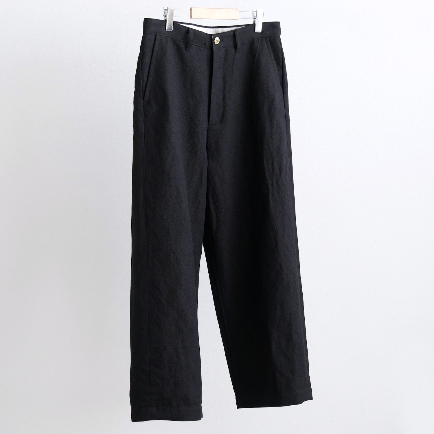 ITALIAN WOOL LINEN WORK PANTS  [BLACK]