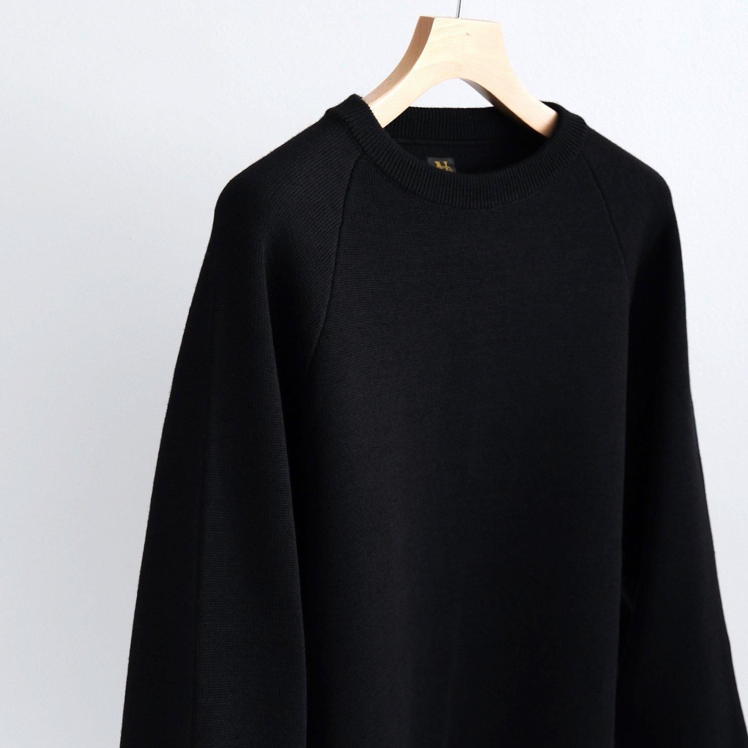 SOLID WOOL W-FACE CREW NECK [BLACK] - WUNDER 大阪 セレクト