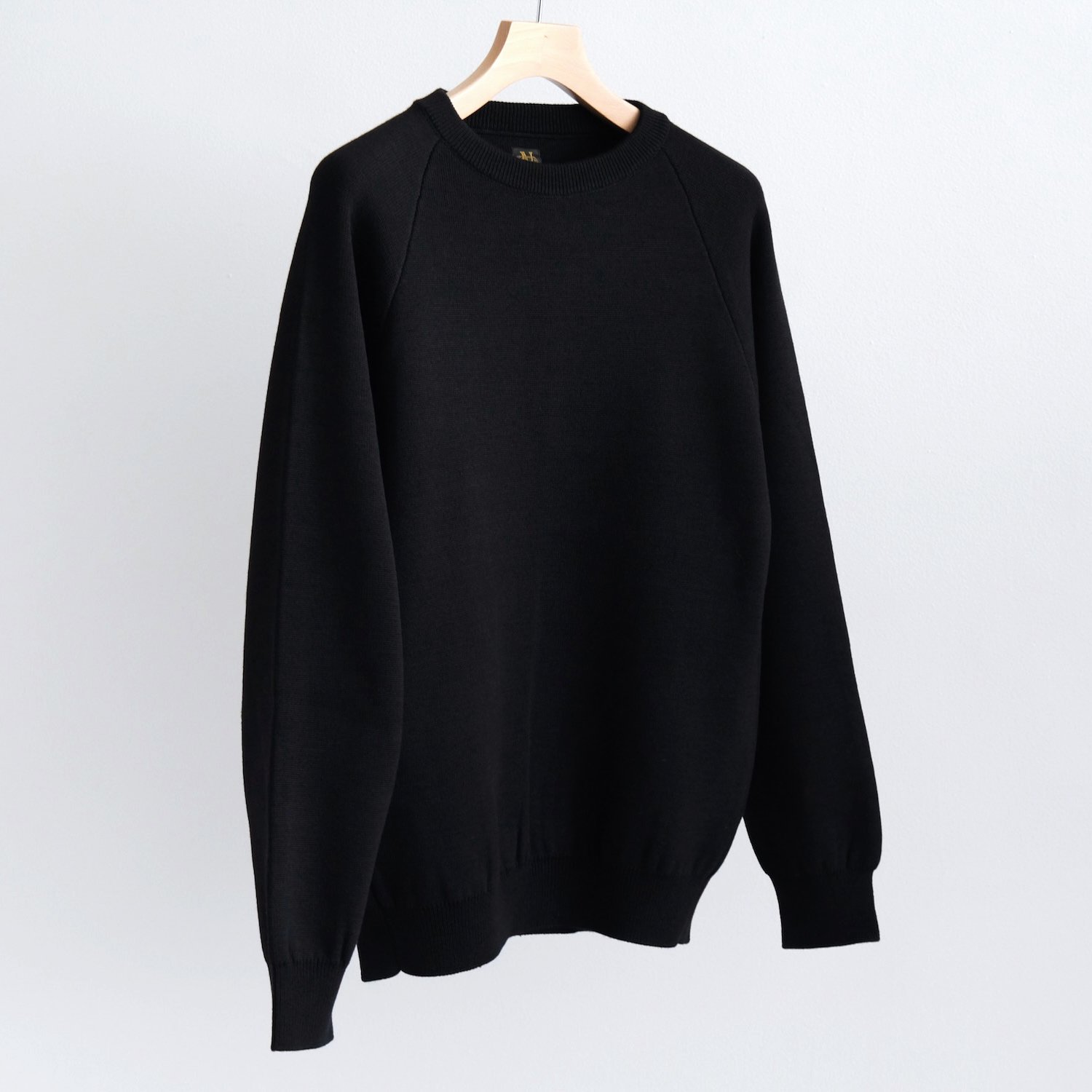 SOLID WOOL W-FACE CREW NECK [BLACK]