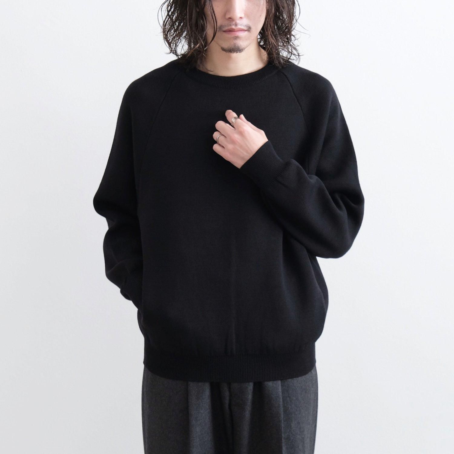 SOLID WOOL W-FACE CREW NECK [BLACK]
