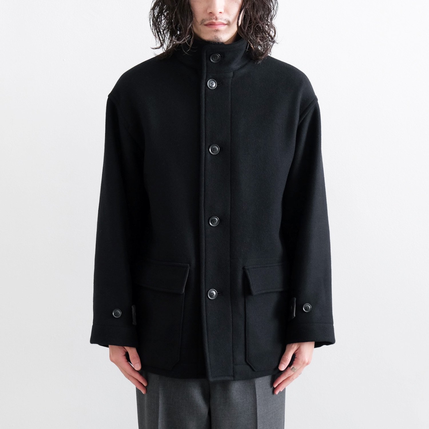 MELTON HALF COAT [BLACK] - WUNDER 大阪 セレクトショップ 大阪梅田中崎町 オンラインストア 正規取扱い 通販可能