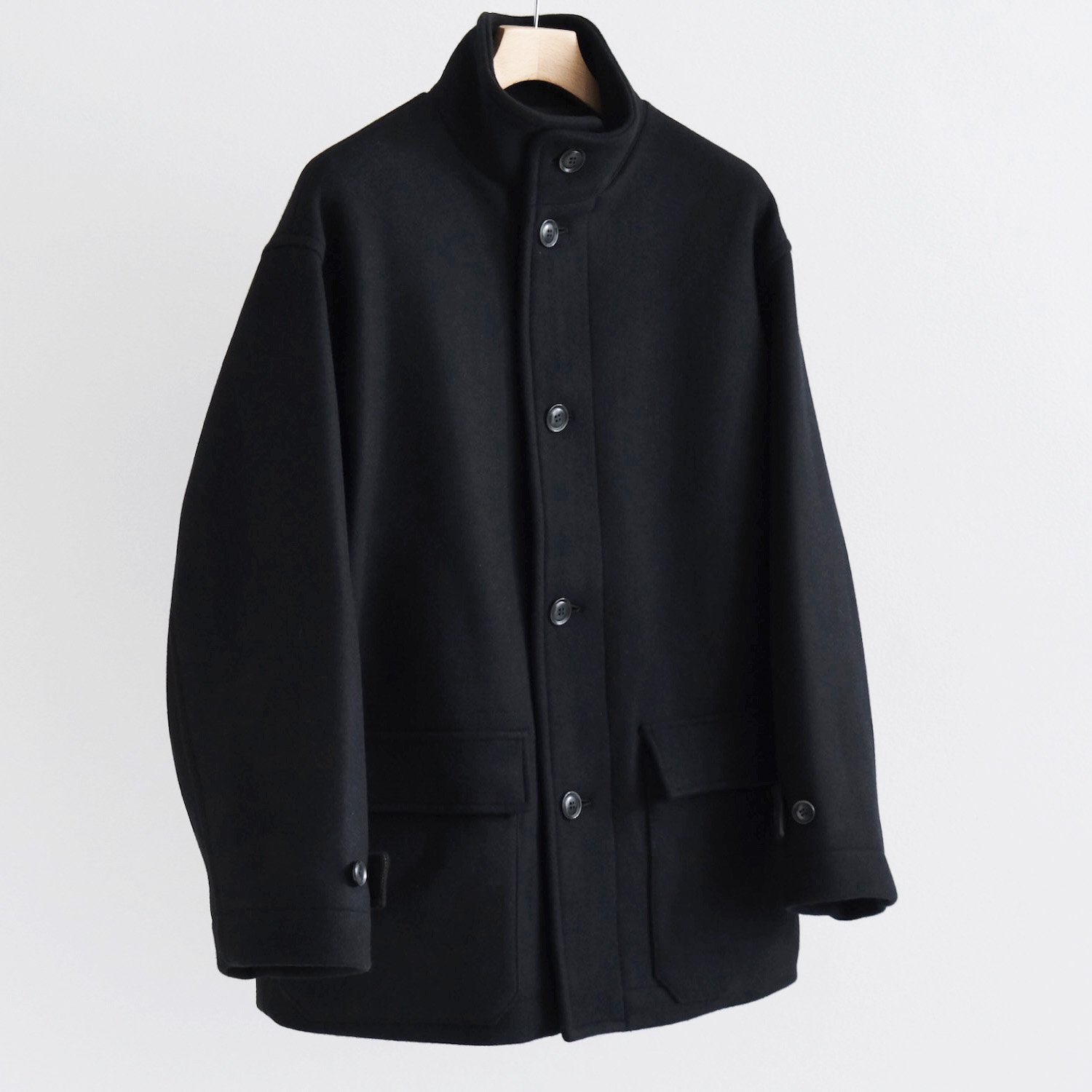 MELTON HALF COAT [BLACK]