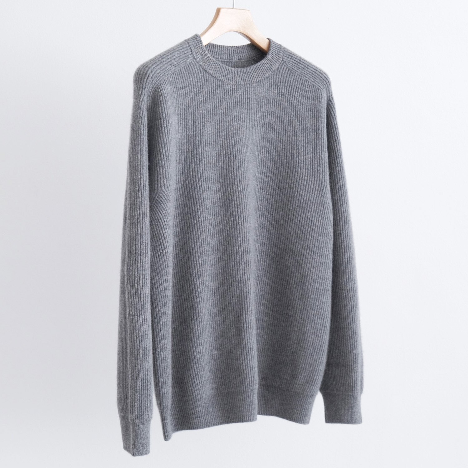 INNOCENT CASHMERE RIB CREW NECK [GRAY]