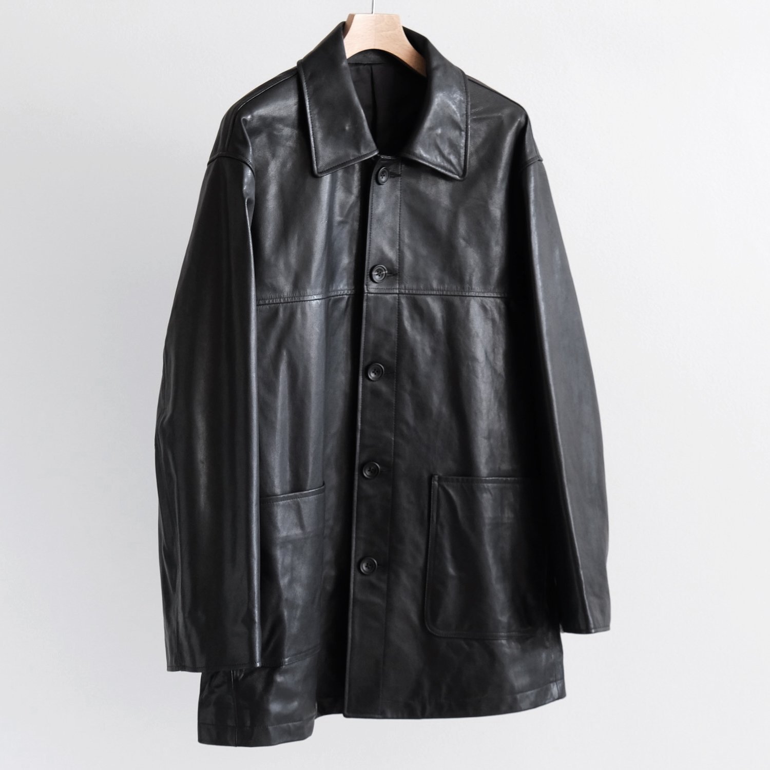 LEATHER CAR JACKET [BLACK]