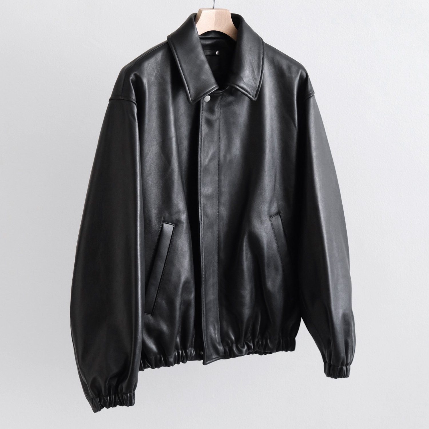 LEATHER ZIP SHORT JACKET [BLACK]