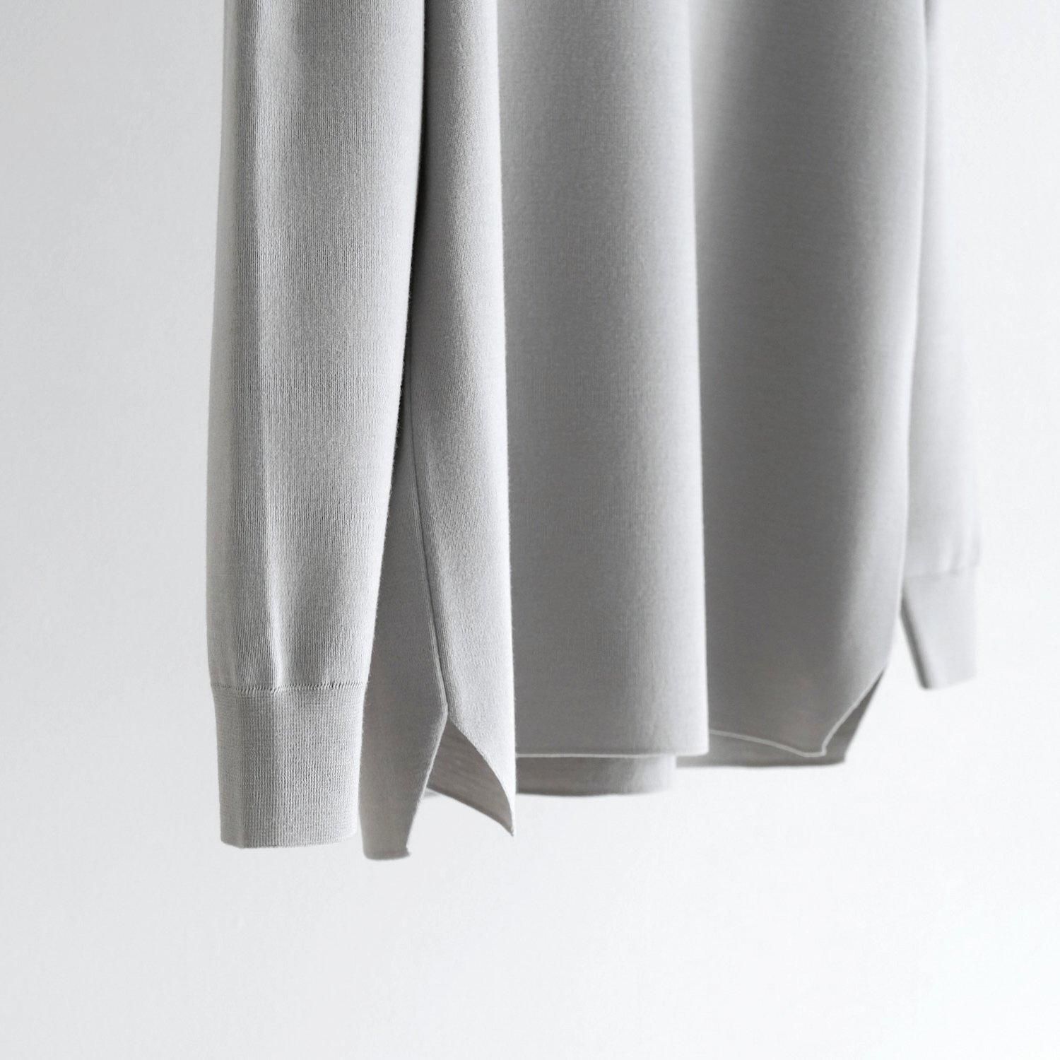 HIGH TWIST WOOL 32G SMOOTH KNIT CREW NECK [LIGHT GRAY