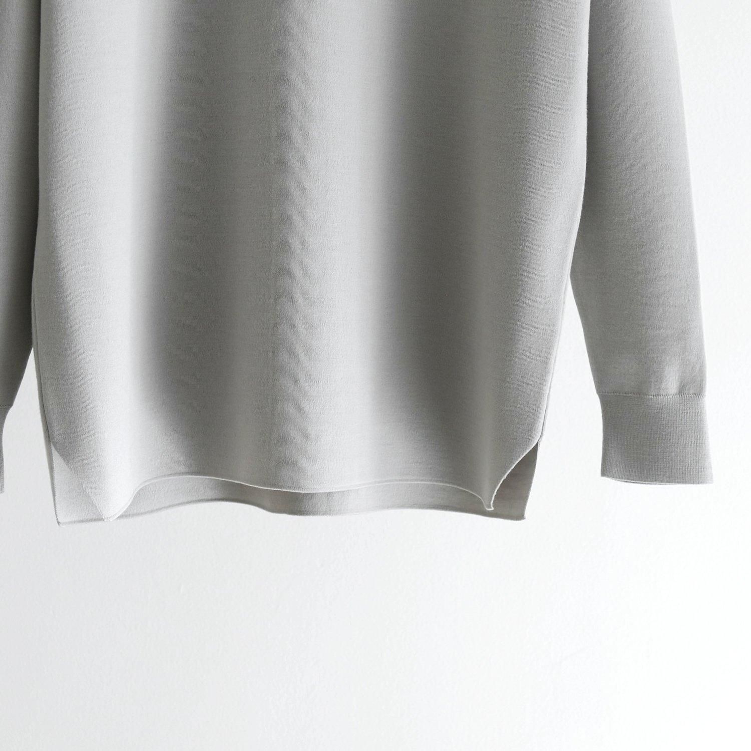 HIGH TWIST WOOL 32G SMOOTH KNIT CREW NECK [LIGHT GRAY