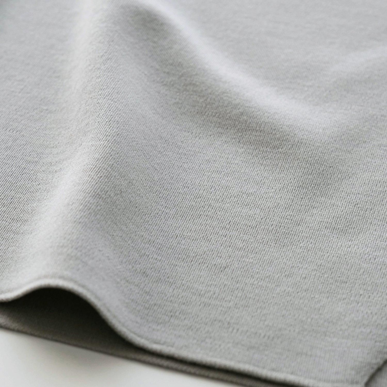 HIGH TWIST WOOL 32G SMOOTH KNIT CREW NECK [LIGHT GRAY
