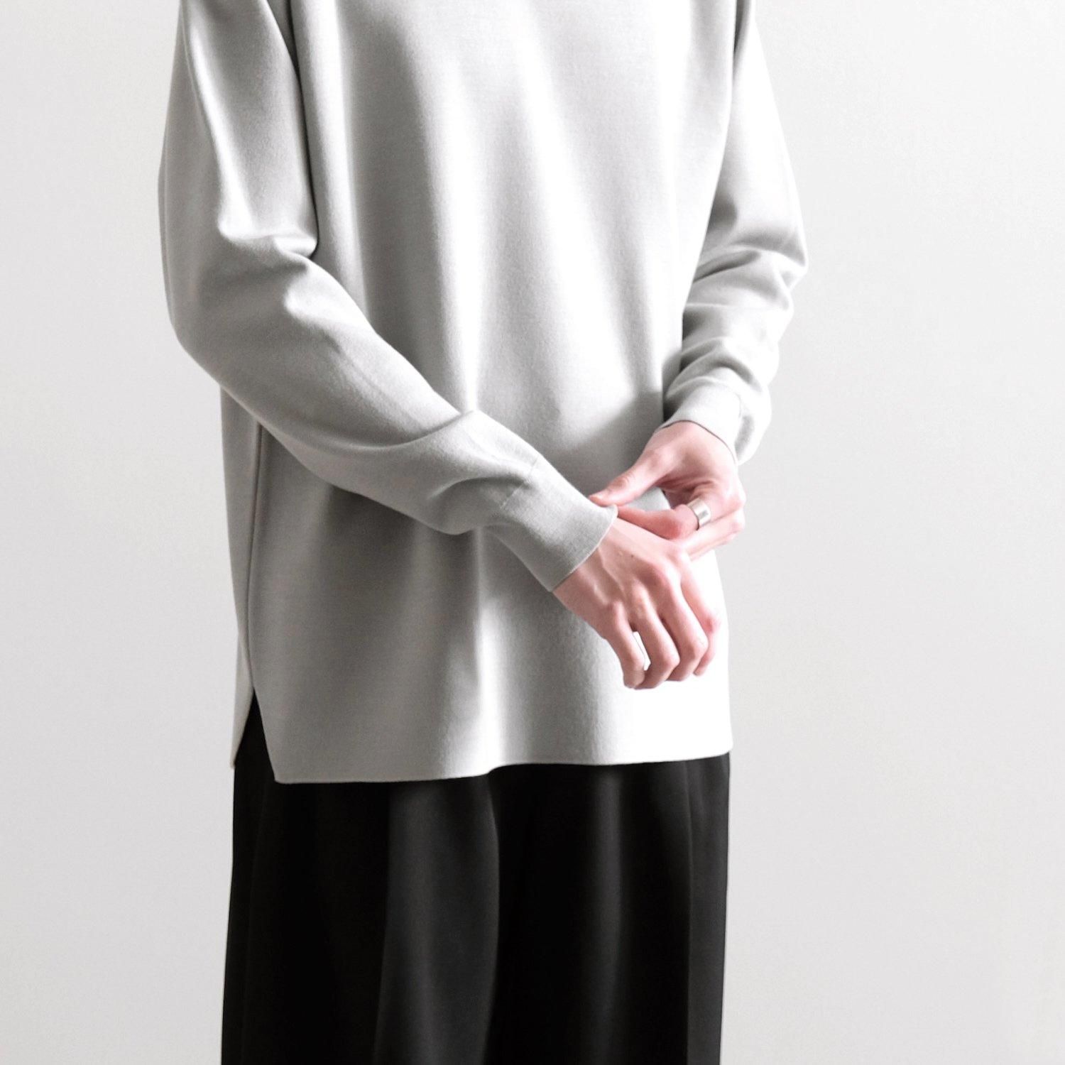 バイカラー ラウンドネック トレーナー ラメ 韓国 モード系 HIGH TWIST WOOL 32G SMOOTH KNIT CREW NECK [LIGHT GRAY