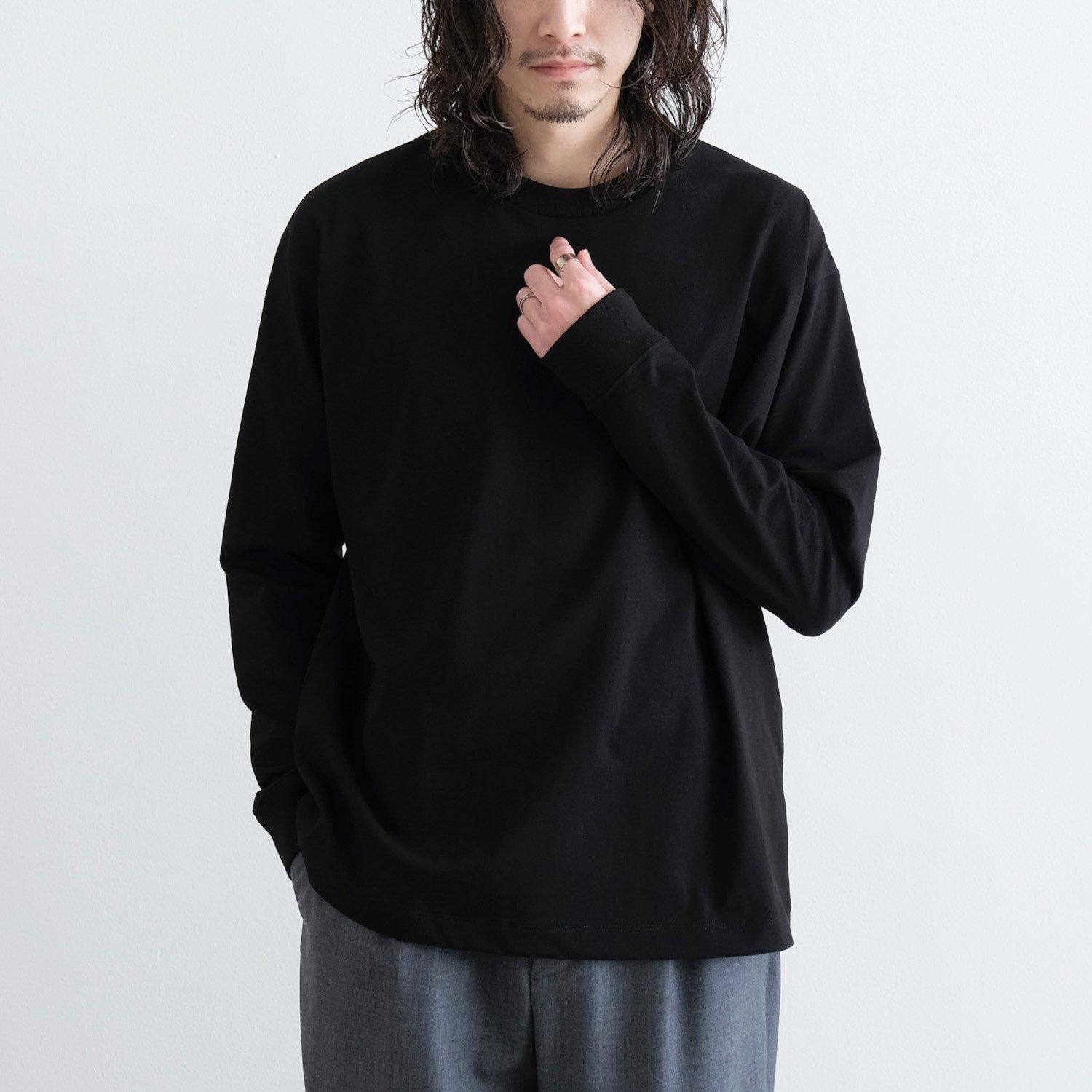 12/- AIR SPINNING LOOSE FIT LONG SLEEVE T-SHIRT [BLACK]