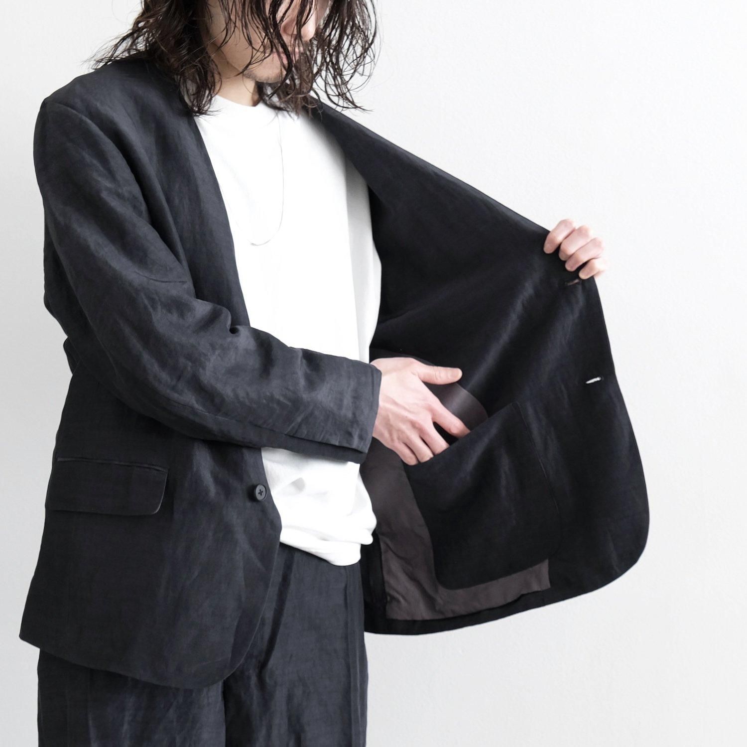 LINEN RAYON DYEING SPECK DRAPING NO COLLAR 2B N JACKET